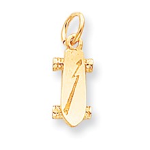 10k Yellow Gold Solid 3-Dimensional Skateboard Charm hide-image