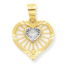 10k Yellow Gold & Rhodium Heart w/Cross Charm hide-image