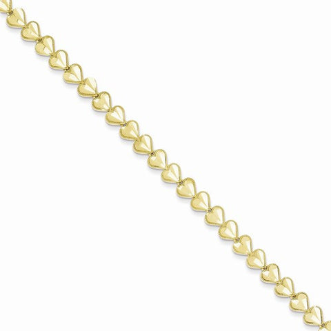 10K Yellow Gold Heart Bracelet