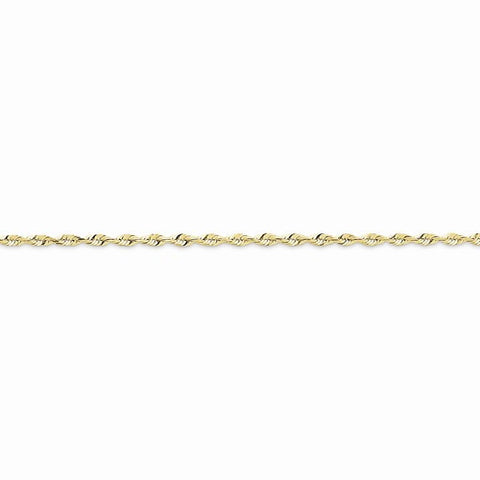 10K Yellow Gold Diamond-Cut Extra-Lite Rope Chain Anklet