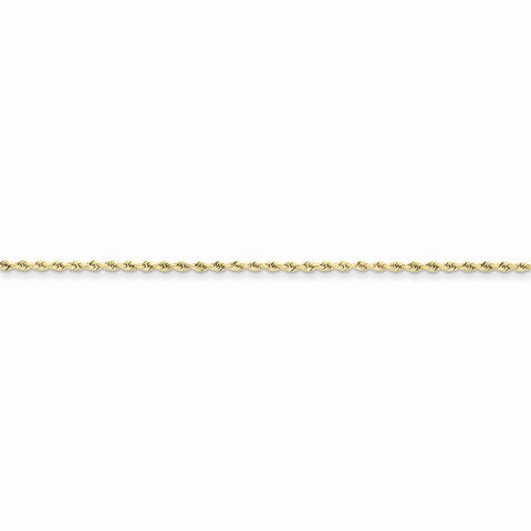 10K Yellow Gold Hand Made Diamond-Cut Rope Chain Anklet