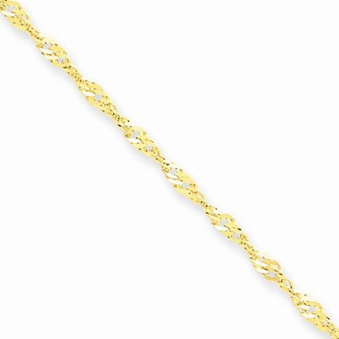 10K Yellow Gold Singapore Chain Bracelet