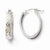 10k White Gold Polished & Diamond-cut Oval Hinged Hoop Earrings