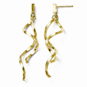 10k Yellow Gold Polished Twisted Post Dangle Earrings