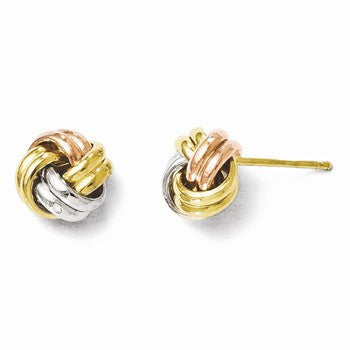10K Yellow Gold w/Rose White Rhodium Post Earrings