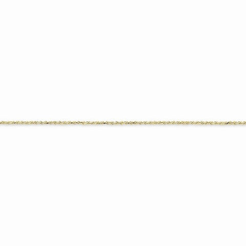 10K Yellow Gold Machine Made Diamond-Cut Rope Chain Anklet