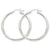 10k White Gold Satin Diamond-cut 3mm Round Hoop Earrings