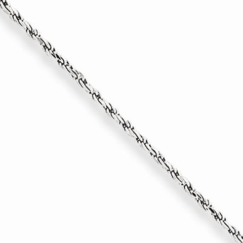 10K White Gold Machine Made Diamond-Cut Rope Chain Anklet