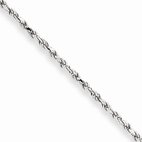 10K White Gold Machine Made Diamond-Cut Rope Chain Anklet