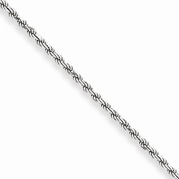 10K White Gold Diamond-Cut Rope Chain