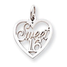 10k White Gold Sweet 16 in Heart Charm hide-image