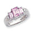 10k White Gold Pink Topaz & Diamond Ring
