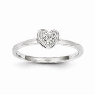 10k White Gold Diamond Heart Ring