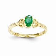 10k Yellow Gold Genuine Emerald Diamond Ring