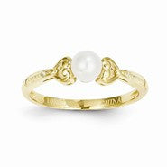 10k Yellow Gold Pearl Diamond Ring