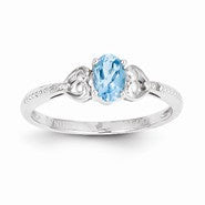 10k White Gold Light Swiss Blue Topaz Diamond Ring