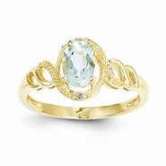 10k Yellow Gold Aquamarine Diamond Ring