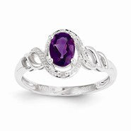 10k White Gold Purple Amethyst & Diamond Ring
