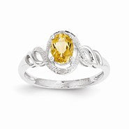 10k White Gold Citrine Diamond Ring