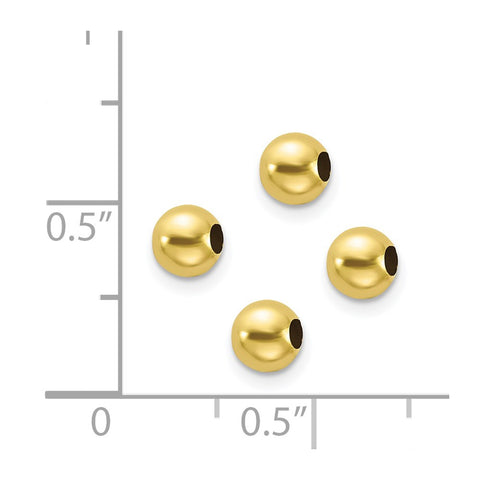 Set Of 4/4Mm Spacer Charm Beads in 10k Yellow Gold