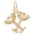 Champagne Glasses Charm In Yellow Gold