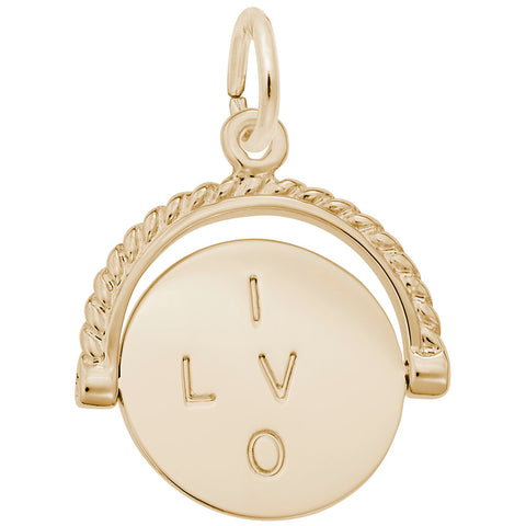 I Love You Spinner Charm In Yellow Gold