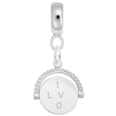 I Love You Spinner Charm Dangle Bead In Sterling Silver