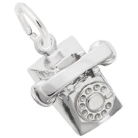 Phone Charm In 14K White Gold