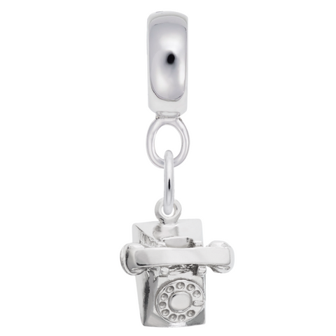 Phone Charm Dangle Bead In Sterling Silver