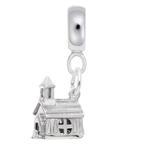 Church Charm Dangle Bead In Sterling Silver