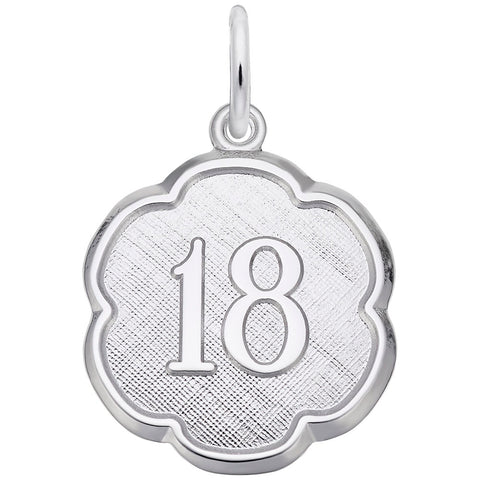 Number 18 Charm In 14K White Gold