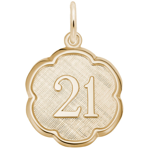 Number 21 Charm in Yellow Gold Plated