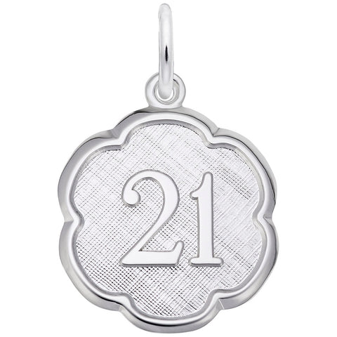Number 21 Charm In Sterling Silver