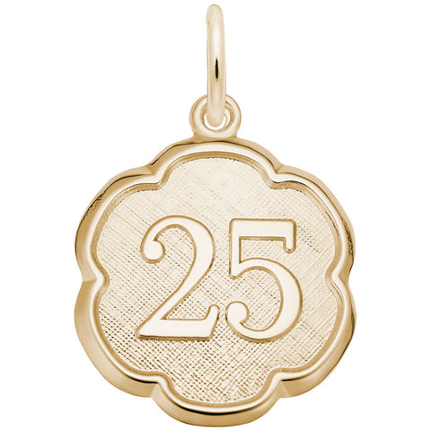Number 25 Charm in Yellow Gold Plated
