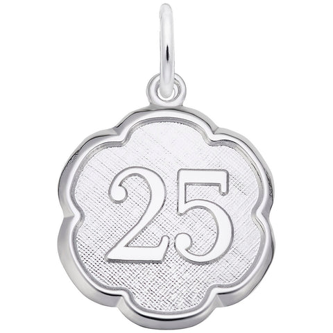Number 25 Charm In 14K White Gold