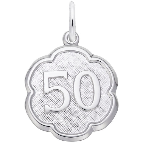 Number 50 Charm In 14K White Gold