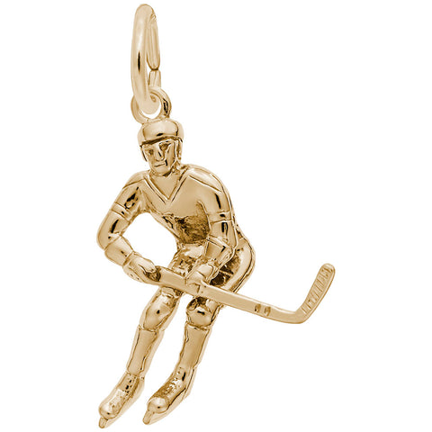 Hockey Player Charm In Yellow Gold