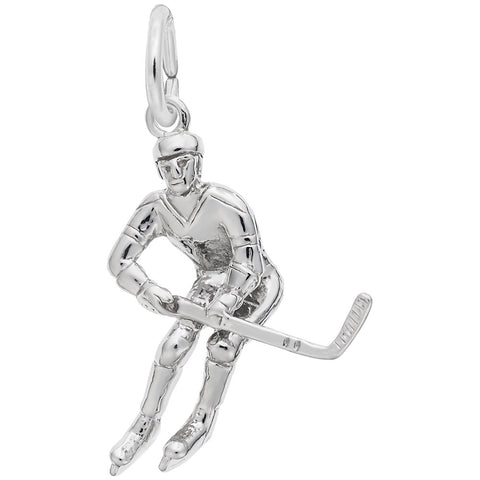 Hockey Player Charm In Sterling Silver
