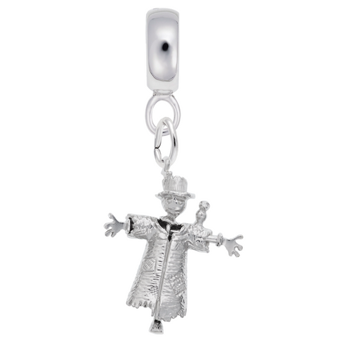 Scarecrow Charm Dangle Bead In Sterling Silver