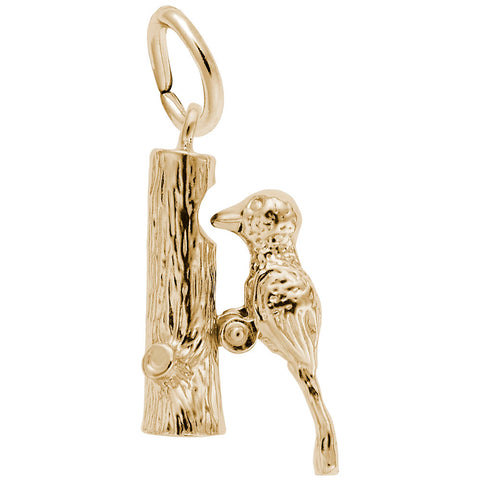Woodpecker Charm In Yellow Gold