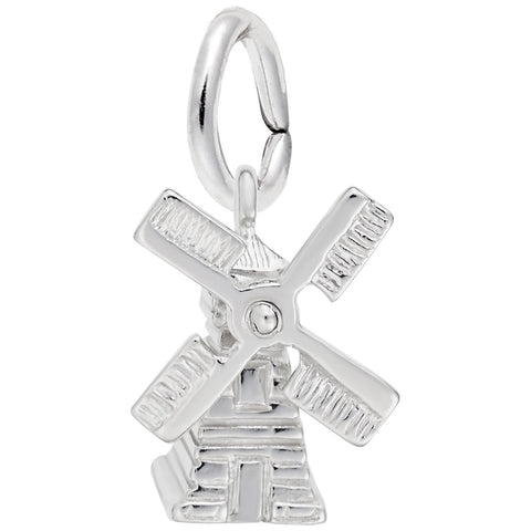 Windmill Charm In 14K White Gold