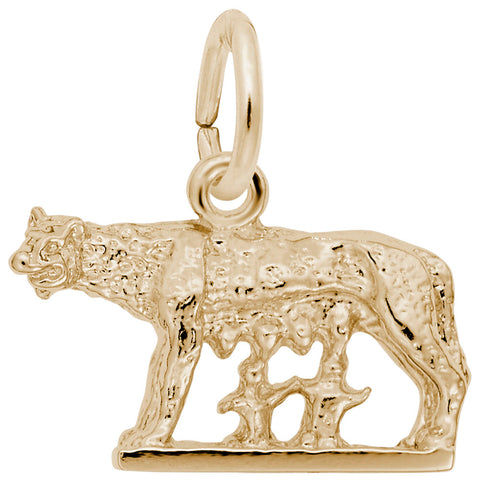 Romulus And Remus Charm In Yellow Gold