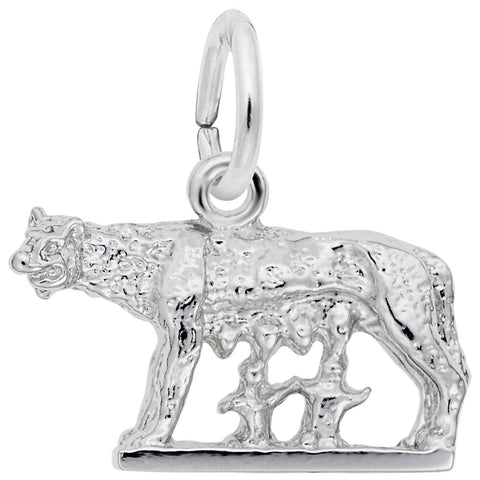 Romulus And Remus Charm In 14K White Gold