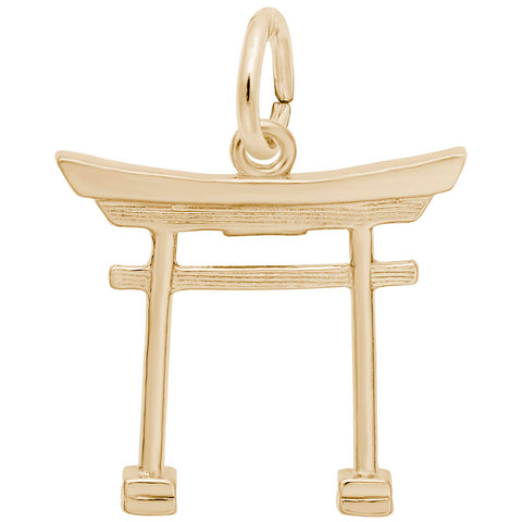 Japanese Tori Gate Charm in Yellow Gold Plated