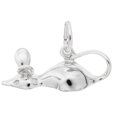 Mouse Charm In 14K White Gold