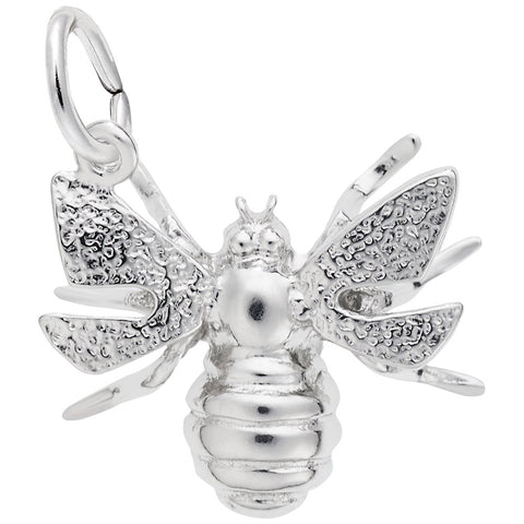 Bee Charm In 14K White Gold
