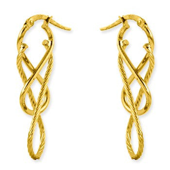 14k Yellow Gold elongated Italian hoop Earring, Jewelry Earrings