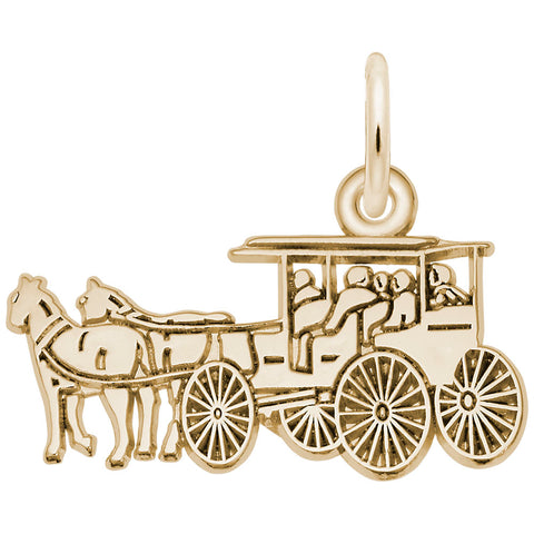 Horse & Carriage Charm In Yellow Gold