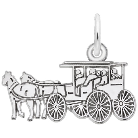 Horse & Carriage Charm In Sterling Silver