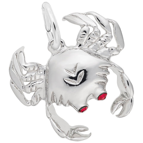 Crab Charm In 14K White Gold